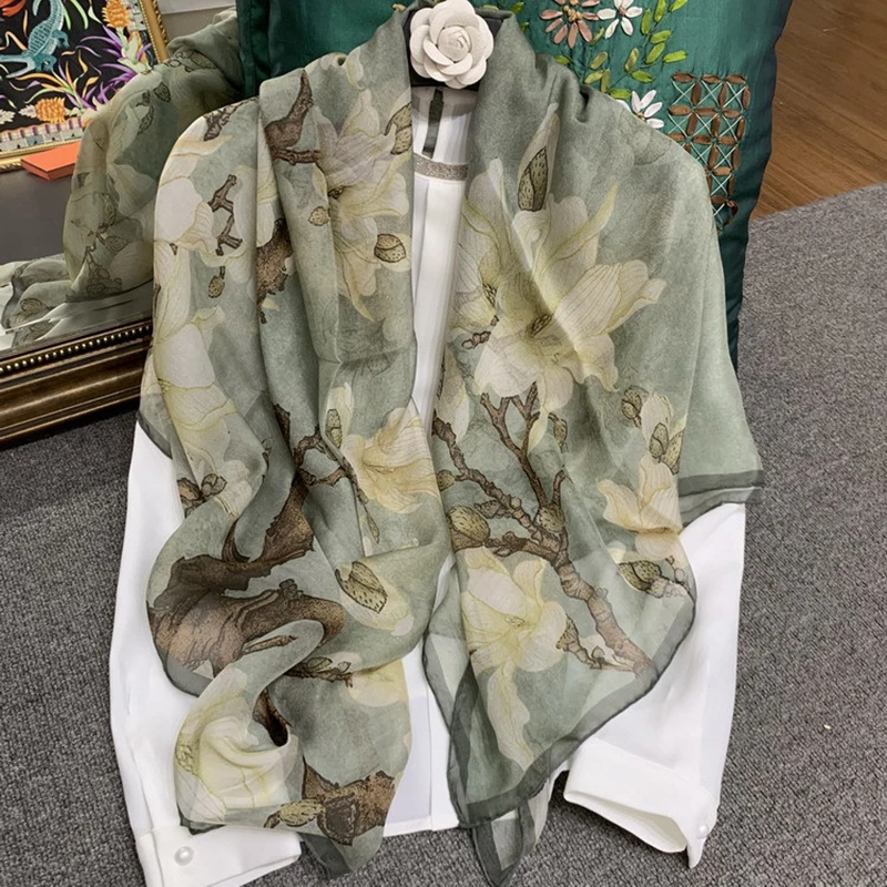 

Женский шифоновый шарф из 135 шелка тутового шелкопряда, 135 × 100% см