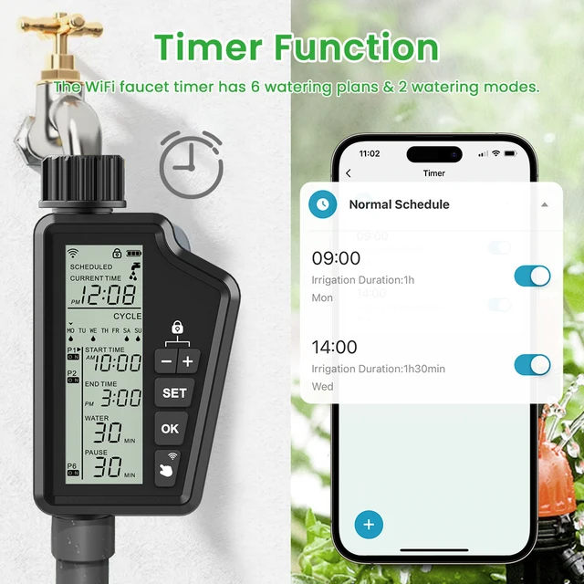 AVATTO Tuya WiFi Smart Watering Timer,Automatic Digital Garden Irrigation Controller work with Smart life APP Alexa Google home 5