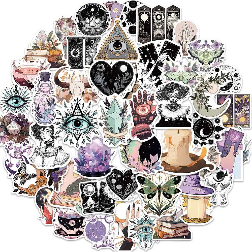 10/30/50PCS Magic Witch Beauty Art Cartoon Sticker DIY Phone Laptop Luggage Skateboard Graffiti Decals Fun for Kid Toy 10 30 60pcs cartoon boho style crystal stickers aesthetic graffiti luggage laptop motorcycle waterproof colorful magic sticker