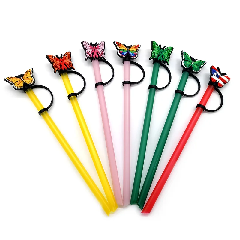 Straw Topper Cover Animal Reusable Plastic Straw, Frog Chicken