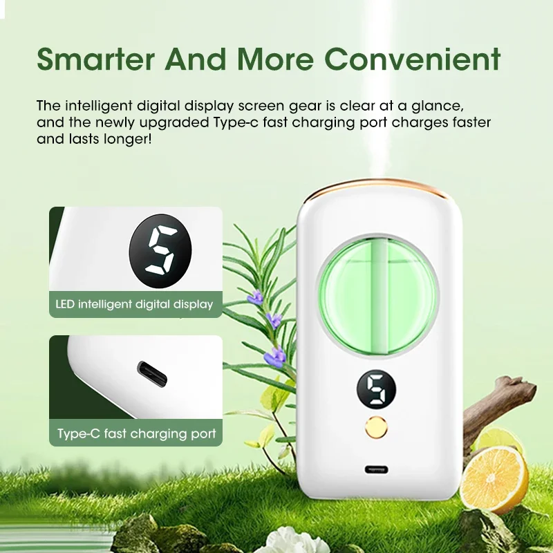 Air Purifier Aromatherapy Machine Portable Desktop Diffuser Aromatherapy Machine USB Smart Air Purifier with Display for Car Home Bathroom Air Deodorization