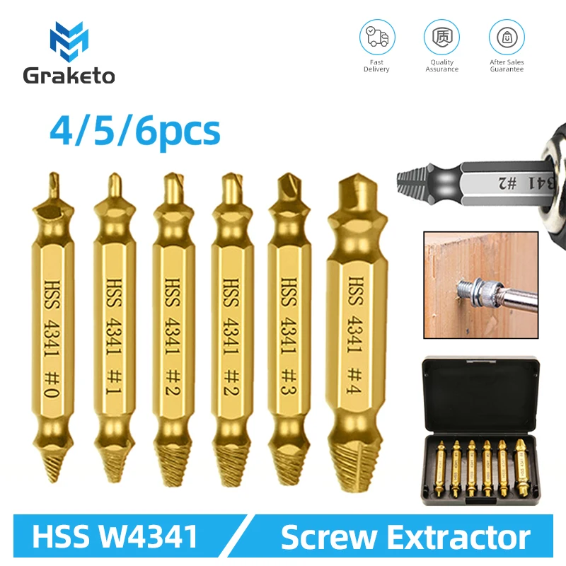 Drill Bit Set Screw Extractor Set Drill Bits Drill Bit Woodworking Tools Woodworking Drill Tool Set Woodworking Drill Bits Bolt Extractor Set 4/5/6Pcs Set Damaged Screw Extractor Center Drill Bit Set Woodworking Tools Broken Bolt Extractor Bolts Screws Remover