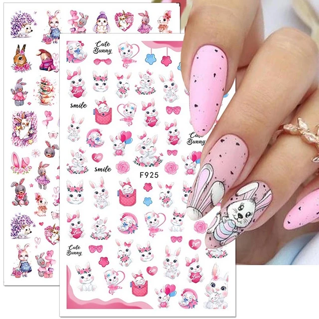 6 Sheets Cute Nail Art Stickers Decals 3D Self Adhesive Kawaii Designer  Nail Stickers for Nail Art Supplies Cartoon Nail Stickers Women Girls DIY  Cute