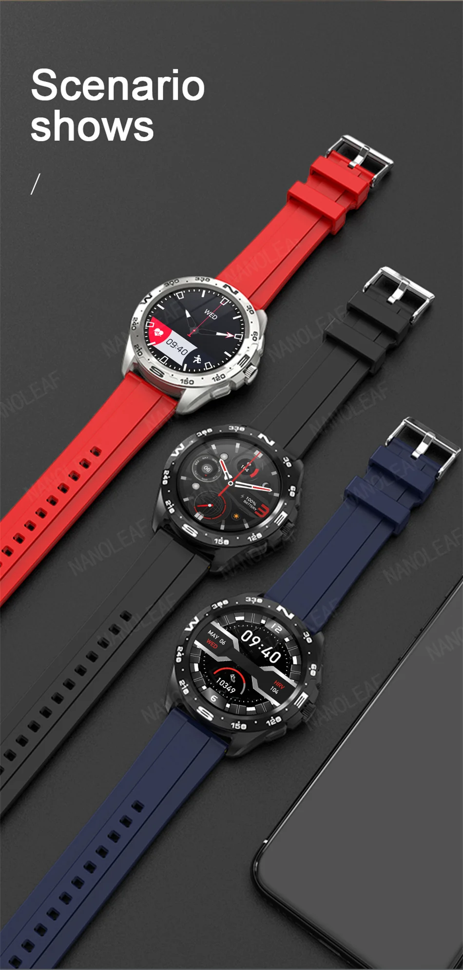 New Fashion Smart Watch Compatible with Bluetooth Calling Men Fitness Sports Wristwatches APP Custom Dial SMS Reminder Bracelet