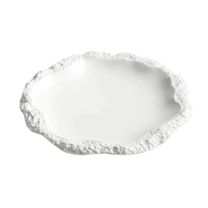 Plato de cerámica creativo, vajilla redonda de Color sólido para