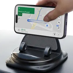 Adjustable 360° Rotatable Car Phone Holder with Spring Design (Black)