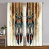 2pcs, Curtain Popular 2D print Feather Art Polyester Easy Install (without rod) Outdoor Decorations Use for Bedroom, Living 1