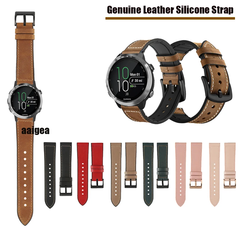 

20mm 22mm Watchbands For Garmin Vivoactive 4 3 / 245 645 55 255 265 / Venu Sq 2 / Venu 3 / Active 5 Leather Silicone Strap