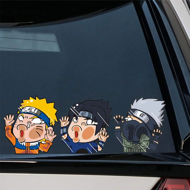 Anime Naruto Stickers Funny Sasuke Peek Window Stickers Laptop Decals Waterproof Car Stickers Personality Anime Stickers