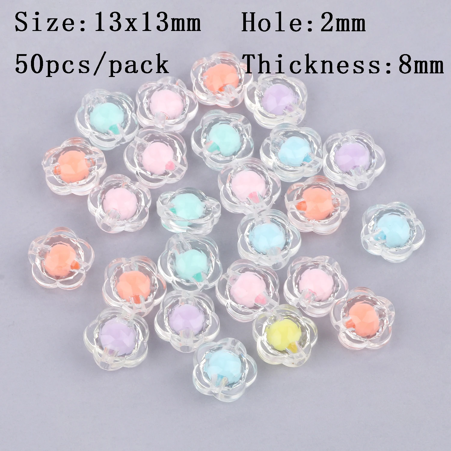50pcs Fashion Acrylic Loose Spacer Beads Lovely Star Candy Heart
