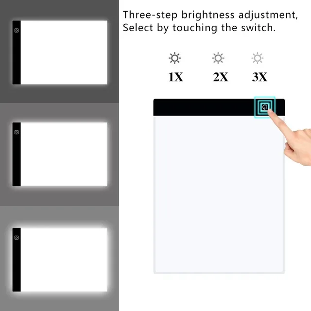 Bloc-notes à lumière LED réglable pour enfants, tableau à intensité variable, bloc-notes de dessin et de copie, table de peinture cancers, cadeau de jouets dos, 3 niveaux 4