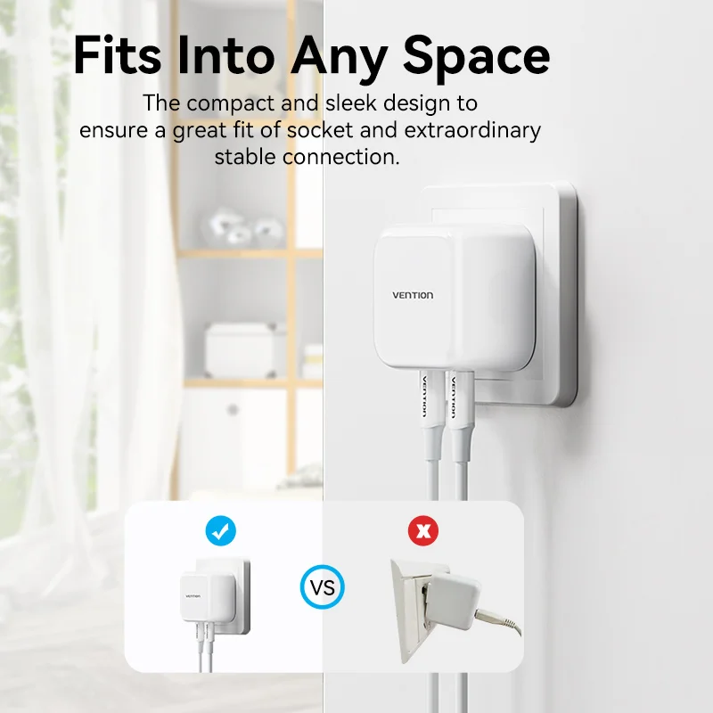 Vention 35W GaN Fast Charger USB Type C Charger For iPhone 14 13 Samsung iPad Switch QC 3.0 Quick Charge for Travel PD Charger