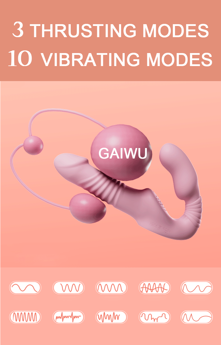 Strap-on Silicone Double Dildo Penis Wireless Vagina Vibrator for Single Women Lesbian Couples Sexy Sex Toys for Adults