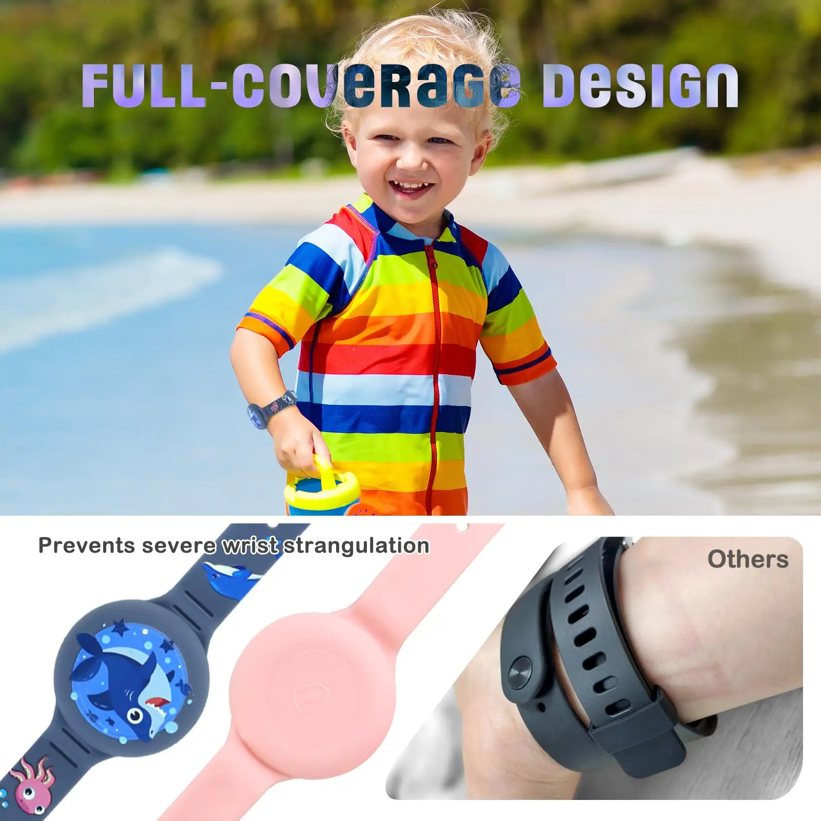 For Apple Airtag Holder Children Bracelet Airtags Case Straps Kids Cute Cartoon Watchband GPS Tracker Waterproof Silicone Holder