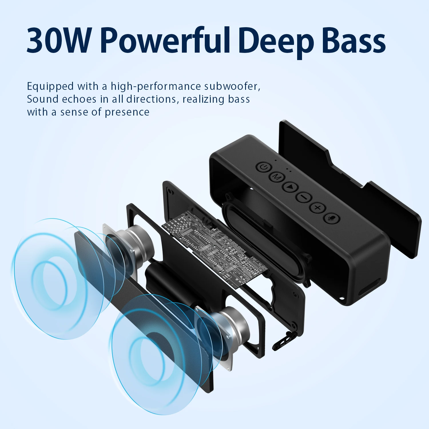 BOGASING M6 portable Bluetooth speaker 30W wireless bluetooth 5.0 speaker enhanced bass built-in mic IPX6 waterproof for camping bluetooth speaker