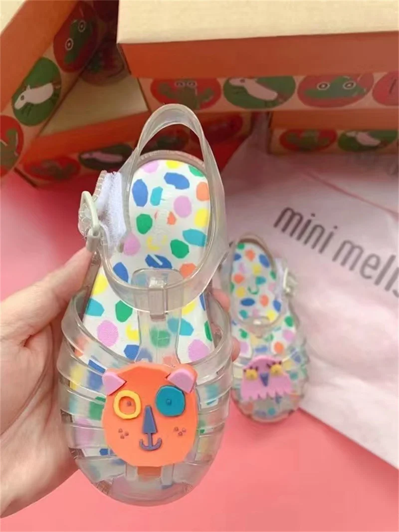 Hot Sale Mini Melissa Children Jelly Shoes Kids Fashion Summer Roma Sandals Girl and Boys Soft Running Beach Shoes HMI082 comfortable sandals child