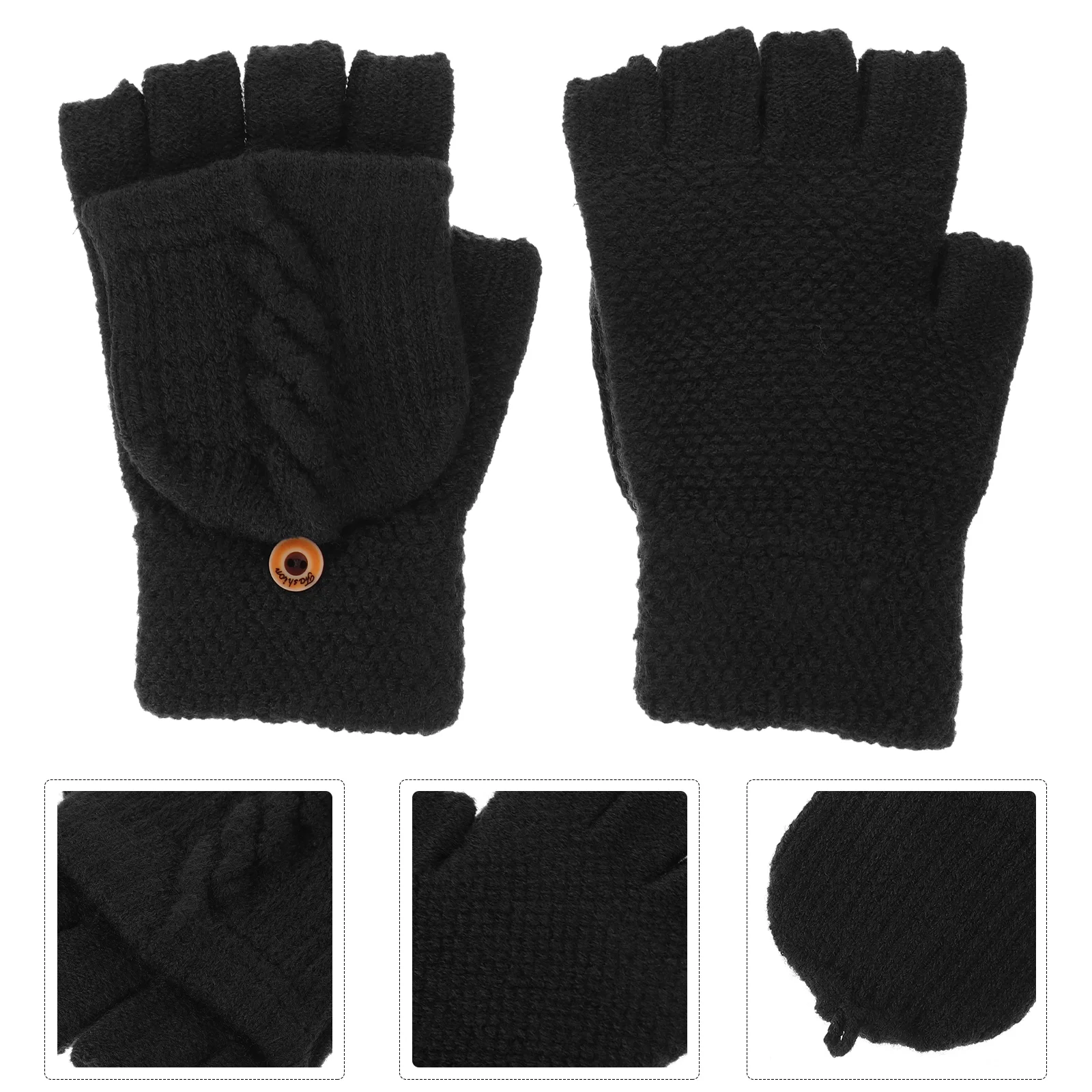 

Womens Gloves Winter Warm Convertible Mittens Korean Version Fingerless for Miss