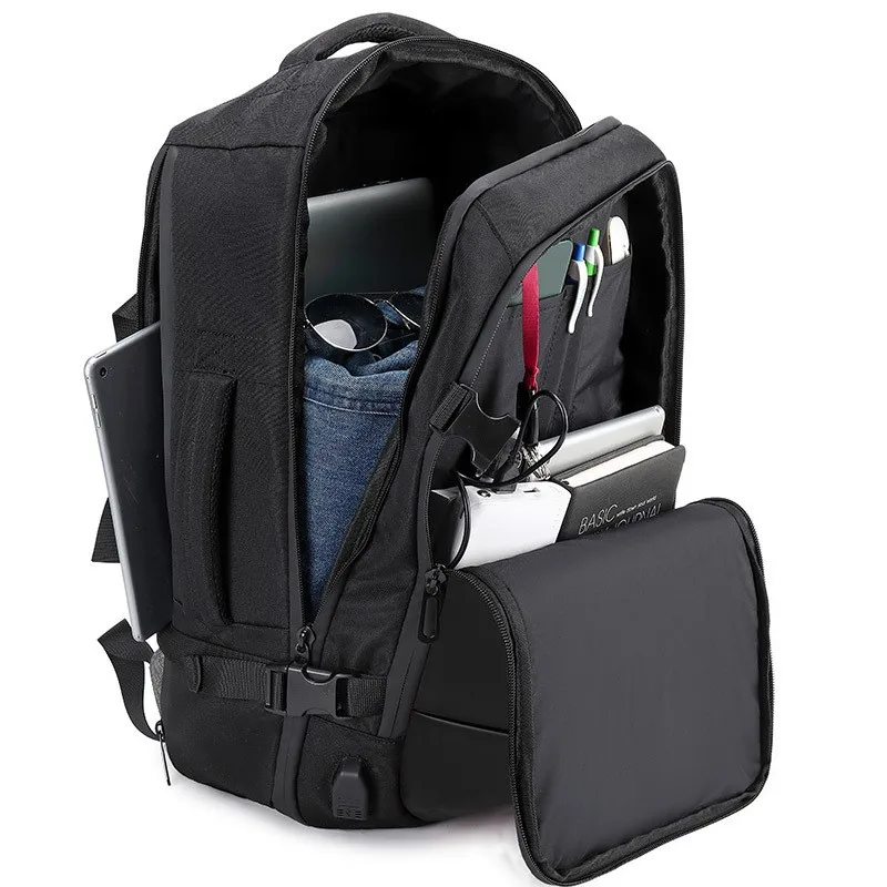 Men's bag, large capacity backpack, 15.6-inch, 16 inch computer backpack, men's shoe compartment, dry and wet separation layer,