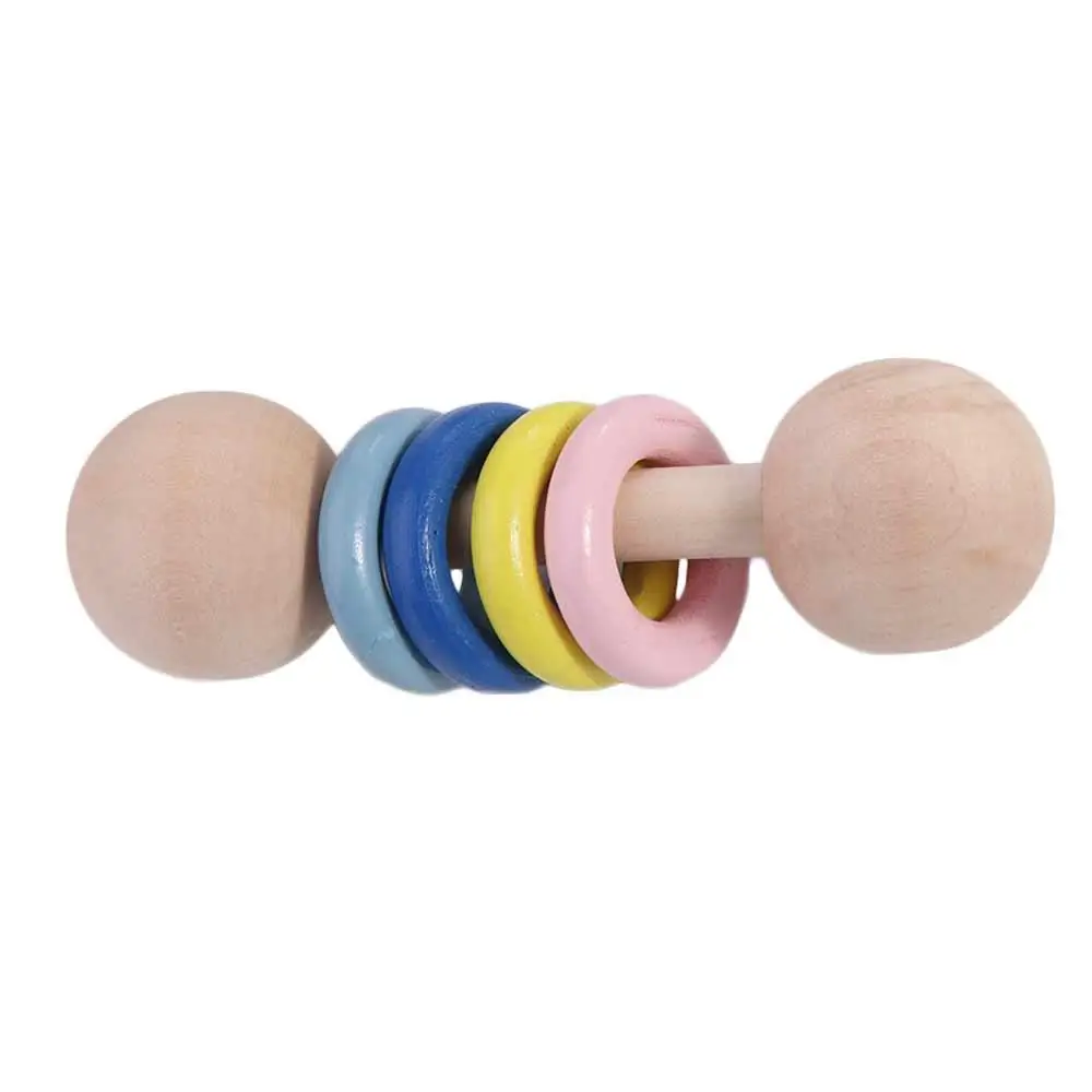 

Rainbow Rings Wooden Baby Rattle Toy Wooden HandBell Musical HandBell Rattle Toy Montessori Musical