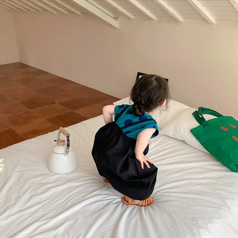 2025 Summer New Korean Baby Girls Solid Versatile Suspender Pants Children Loose Casual Overalls Kids Toddler Lantern Trousers