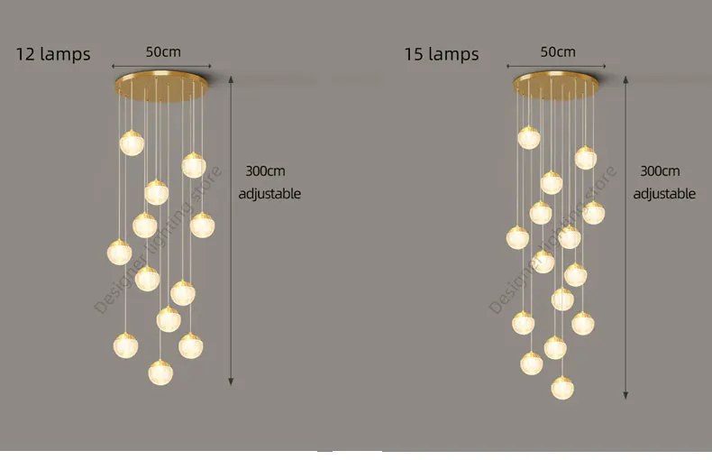 outdoor pendant lighting Designer light luxury duplex staircase hanging pendant Nordic apartment decorative lighting villa hollow rotary LED Chandelier gold pendant light