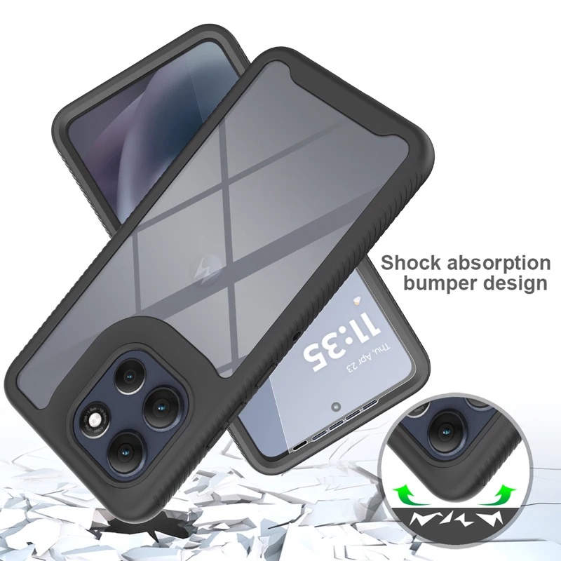 360° Transparent Skin Case with Shock-Resistant Back Cover and Screen Protector
