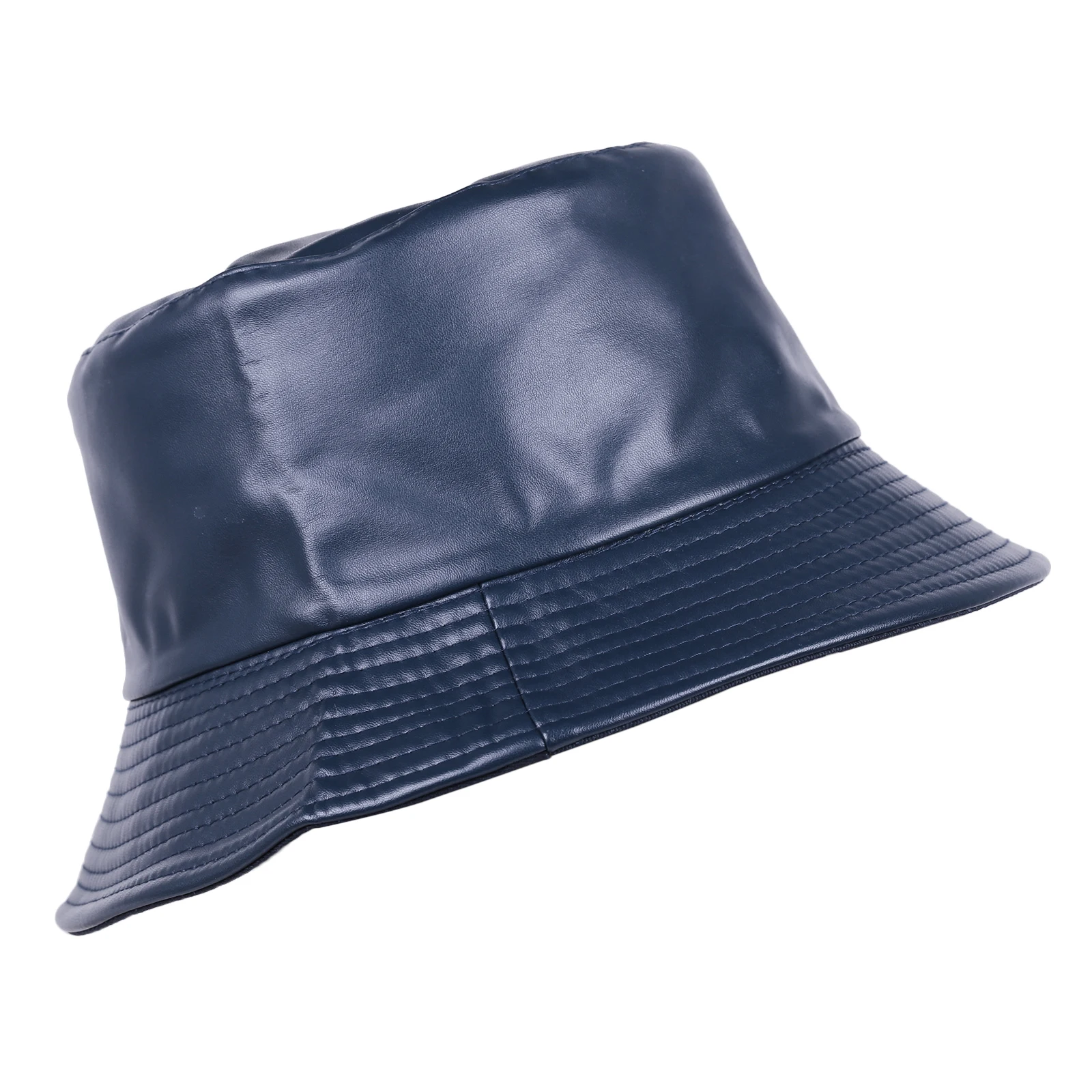 

Double Sided PU Leather Cotton Panama Bucket Hats Black Women Bucket Cap Hip Hop Hat Fisherman Hat Unisex Fashion Caps