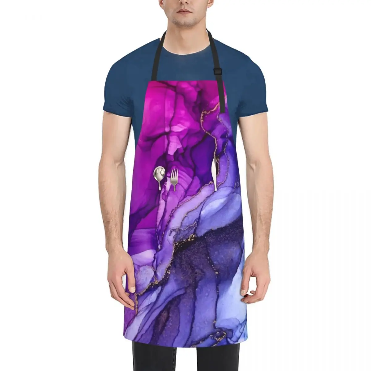 

Abstract Vibrant Rainbow Ombre Fashion Dacron Kitchen Aprons For Woman Men Chef Work