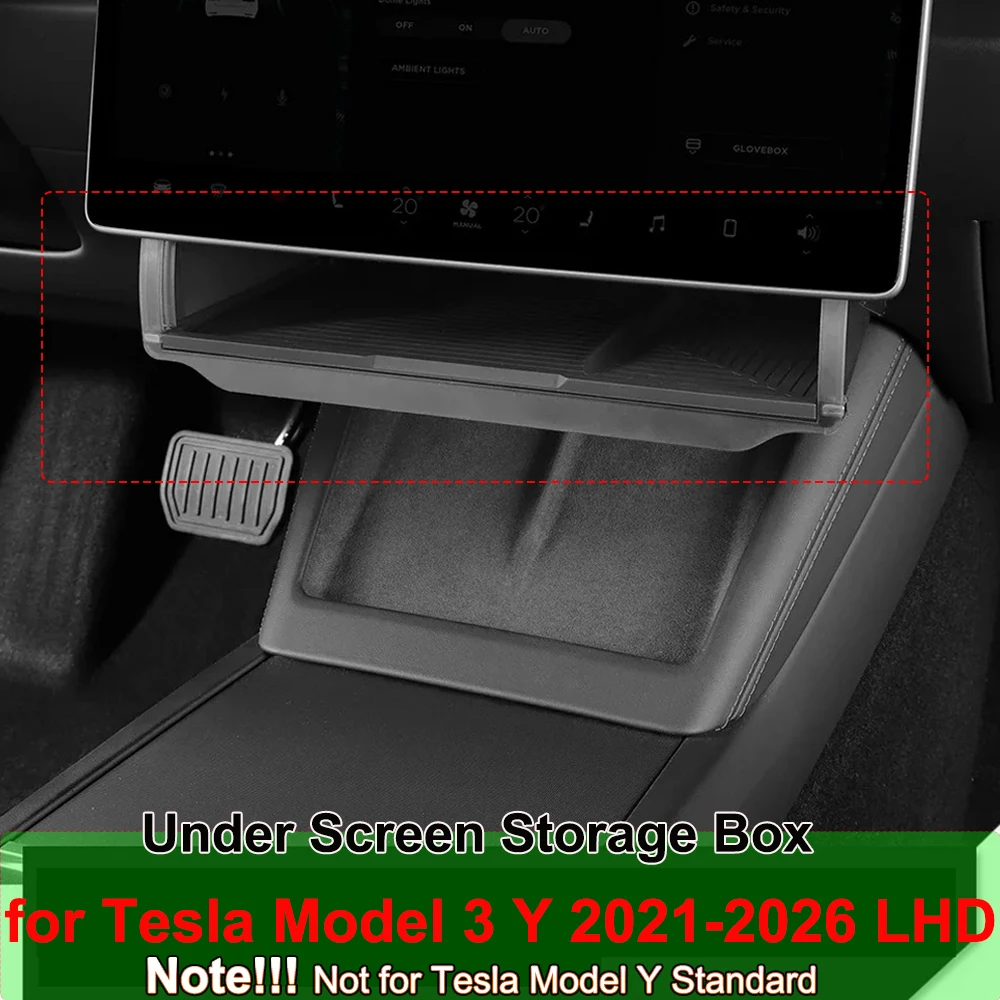 For Tesla Model Y Juniper 2026 Model 3 Highland 2025 Under-Screen Hidden Storage Box Behind Screen Center Console Organizer Case