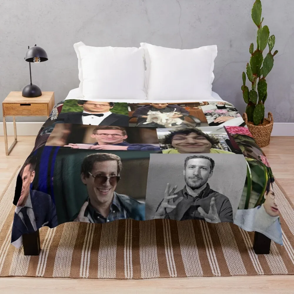 Andy Samberg (jake peralta) pic collage Throw Blanket Cute Plaid christmas gifts Blankets