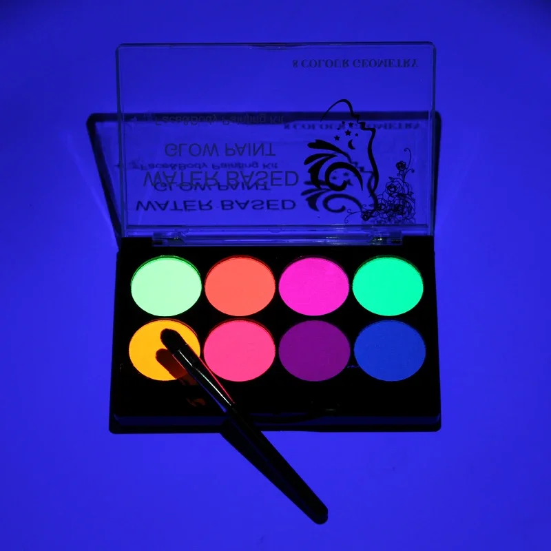 8 Colors Face Body Art Paint UV Glow Fluorescent Glowing Christmas Halloween Party Fancy Dress Beauty Makeup Tool 2