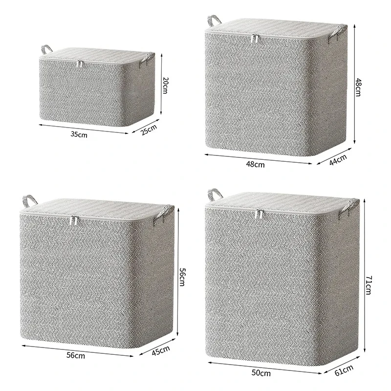 Quilt Bins Container Fabric Storage Bags With Lids Houndstooth Clothes Organizers With Handle Closet Wardrobe Space Saving Bag 6