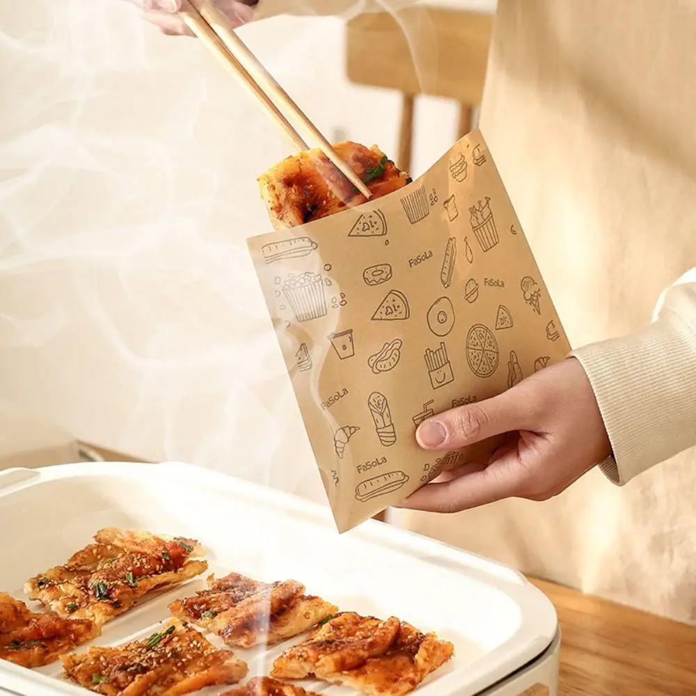 Greaseproof Paper Bag, Kraft Paper Bag, Food Packaging Disposable Packaging
