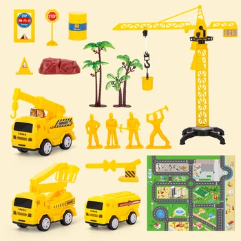 Engineering vehicle toy set, mini toy model engineering vehicle, small building toy, with game pad, the best gift for children 2