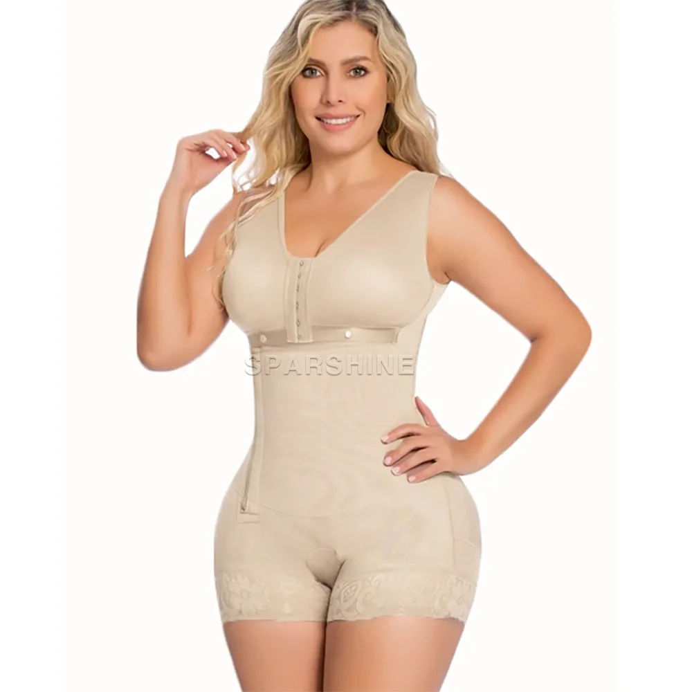 Sleeveless Waist Trainer High Compression Body Shaper Bodysuit Tummy Control Flat Belly Butt Lifter Side Zipper Shapewear