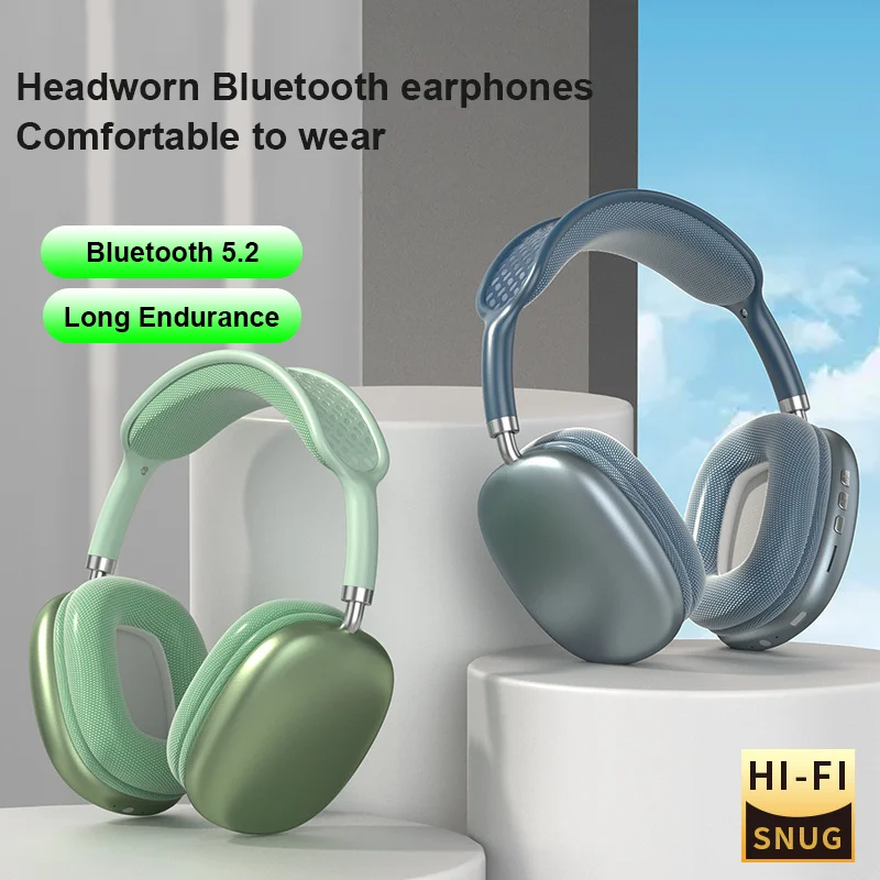 Casque Bluetooth sans fil P9 avec micro Smartcase, suppression du bruit, son stéréo, écouteurs de sport, casque de jeu, ensembles de sauna 4