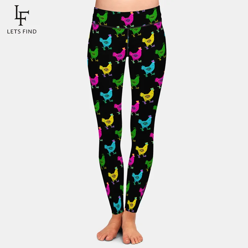 

LETSFIND 2020 High Quaility New Fitness Leggings 3D Cute Hand Drawn Hen Print High Waist Slim Women Full Leggings