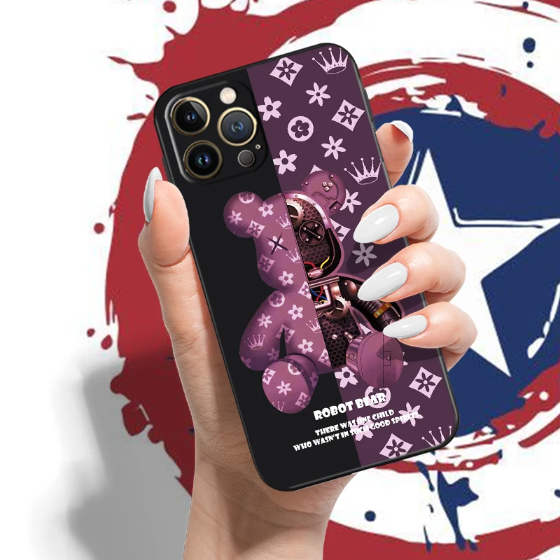 case for iphone 13 pro max Luxury fashion brand bear For iPhone 13 12 11 Pro Max 12 13 Mini X XR XS Max 6 7 8 Plus Phone case silicone funda coque Carcasa iphone 13 pro max wallet case