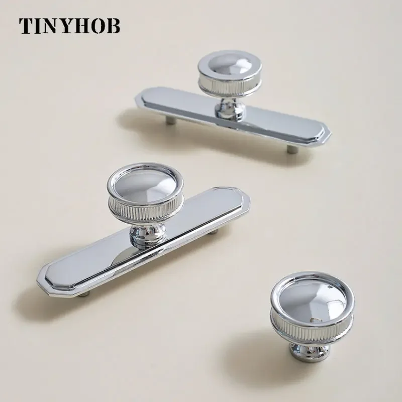 Brass Chrome Brilhante com Placa Gaveta Maçanetas Móveis Alças Armário Gaveta Pull Kitchen Cabinet Door Wardrobe Handle Hardware