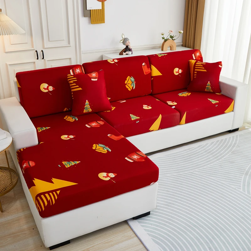 Christmas decoration stretch sofa seat cushion cover backrest cover protector for couch sofa L shape chaselong slipcovers