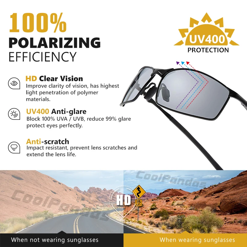 Polarized Sunglasses Fishing Sunglasses Photochromic Fishing Sunglasses Men Driving Cycling Polarized Sports Sun Glasses UV400 Goggles Gafas