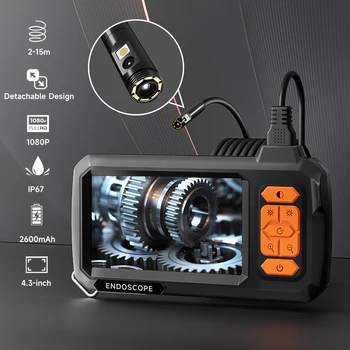 1-100m 4.3'' IPS Industrial Borescope 1080P Singe Dual 8mm Lens IP67 Rigid Cable Split Design Screen Endoscope Inspection Camera 1