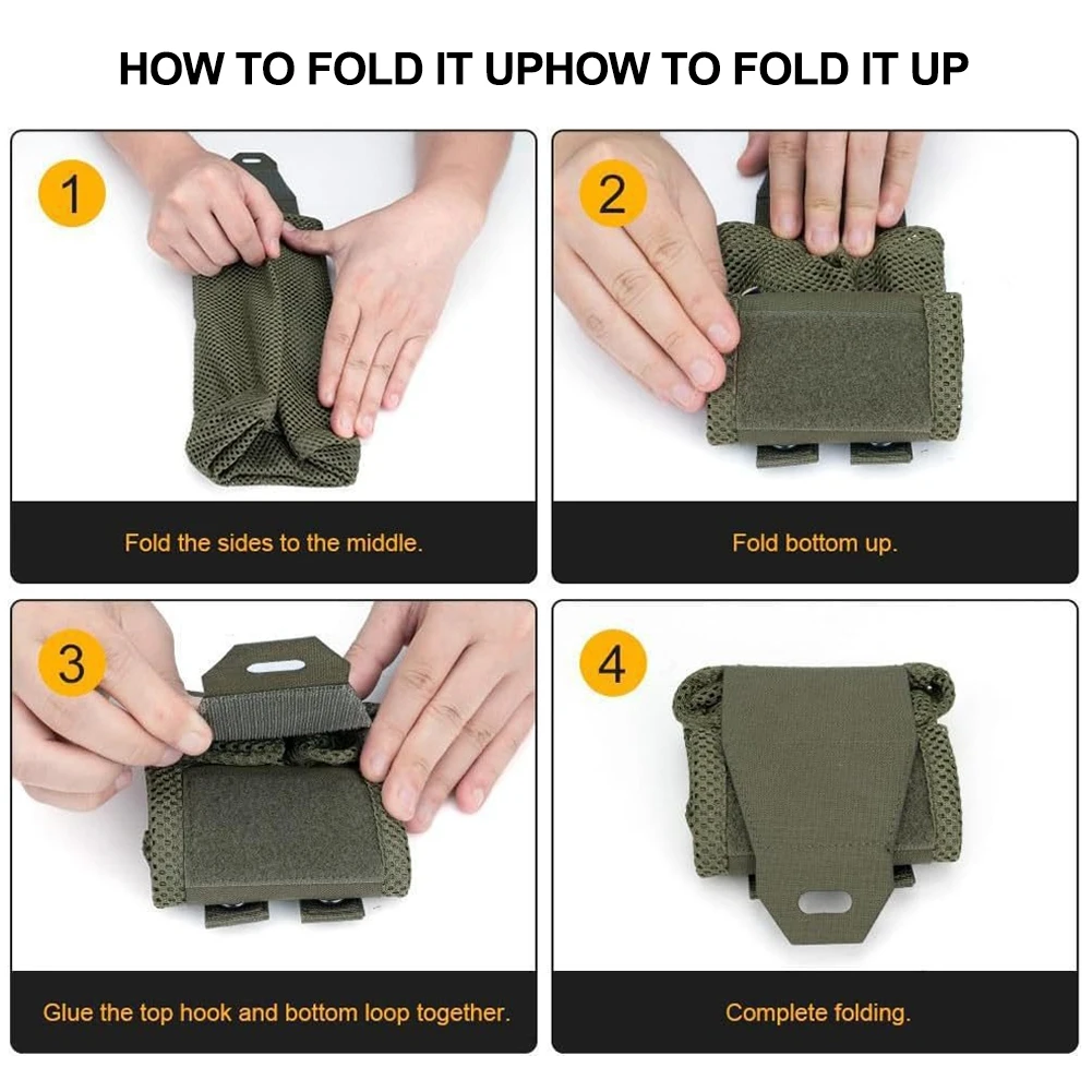 Tactical Molle Dump Pouch Outdoor Roll-Up Drawstring Magazine Utility Folding Waist Bag Mesh Foldable Sport Hunting EDC Pocket