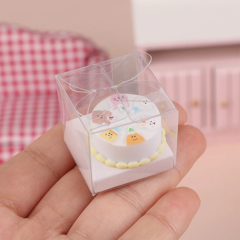 1/12 Scale Dollhouse Cake with Box DIY Dessert Miniature Food for Doll Accessories Toy Cute Home Decor Kids Pretend Play Toys 2