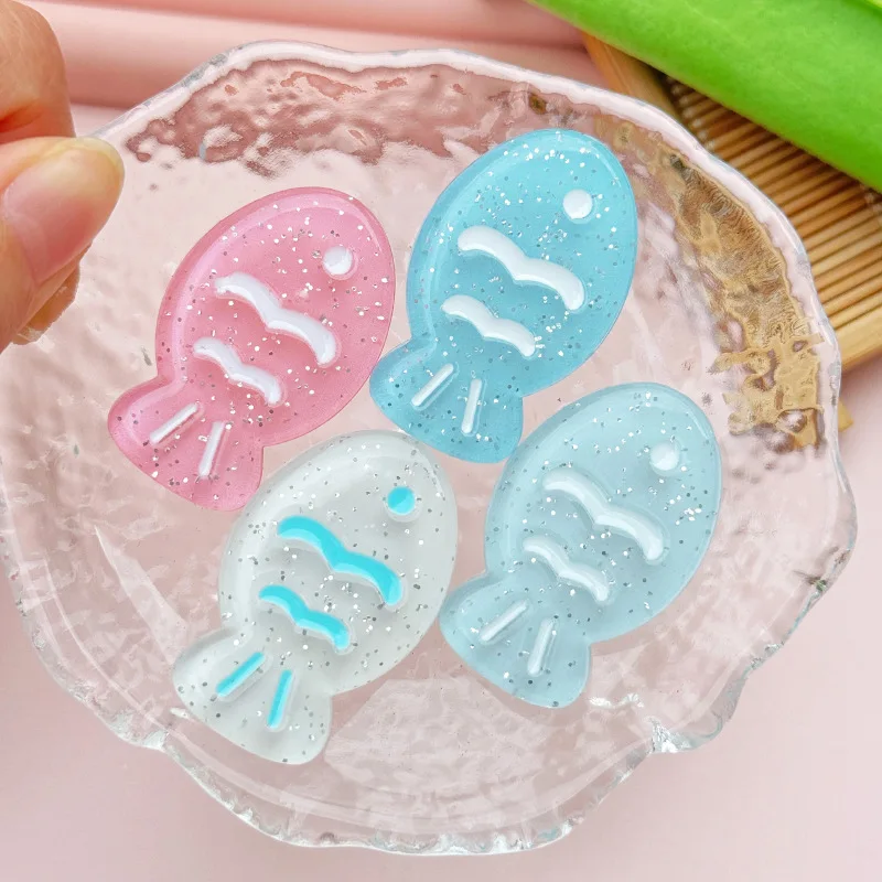 10개 젤리 투명 물방울 무늬 물고기 DIY 아크릴 액세서리 폰 케이스 참 장식 레진 플랫 백 카보숑 스크랩북
