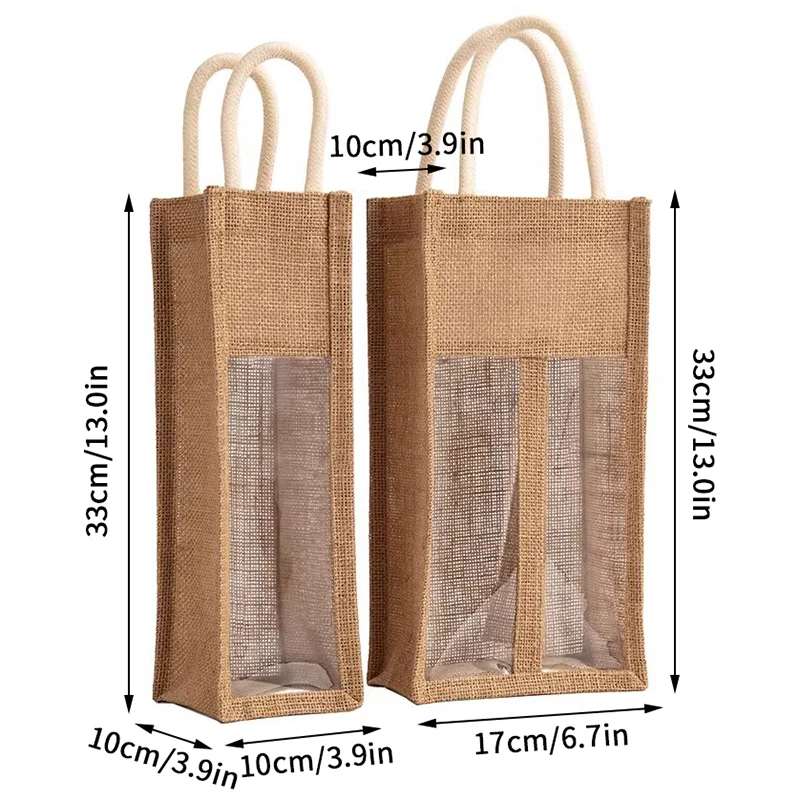 Red Wine Handbag Wine Gift Box With Window And Handle Single/ Double Bottle Champagne Package Bags Wedding Favors For Guests