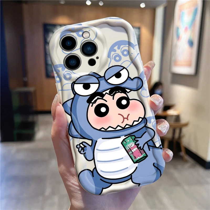 Shinchan Crayon Wave Oil Case – Cute Cartoon iPhone 11–15 Pro Max Cover