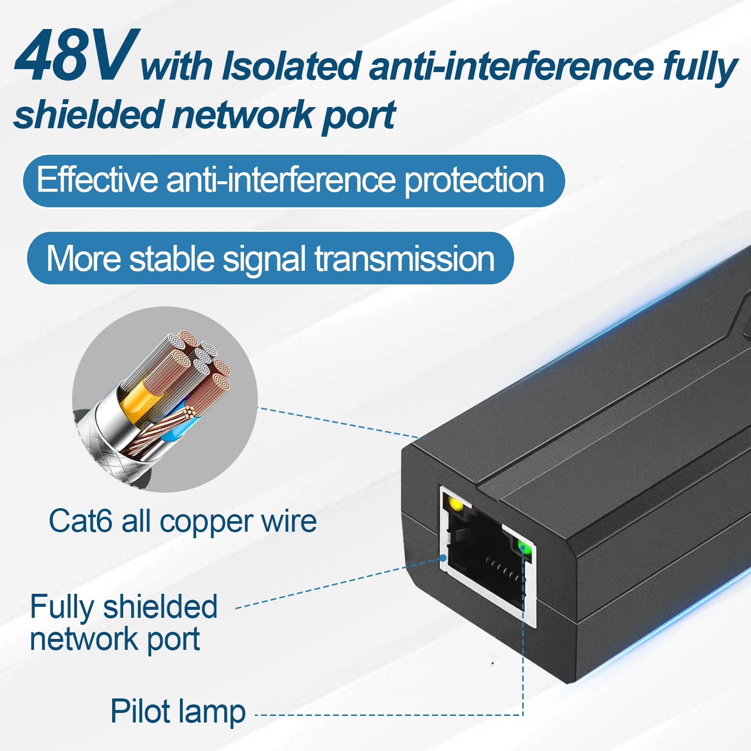 48V to 12V POE Splitter Adapter Active DC Adaptive Separator Isolated Cable Supply Module Injector  for 1000M IP Camera1.2A 3