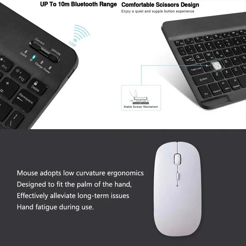 Fir iPad Air 5 4 Pro 11 Bluetooth Wireless Keyboard a Maus fir Android iOS Windows Telefon Tablet Einfach Büro a Studie