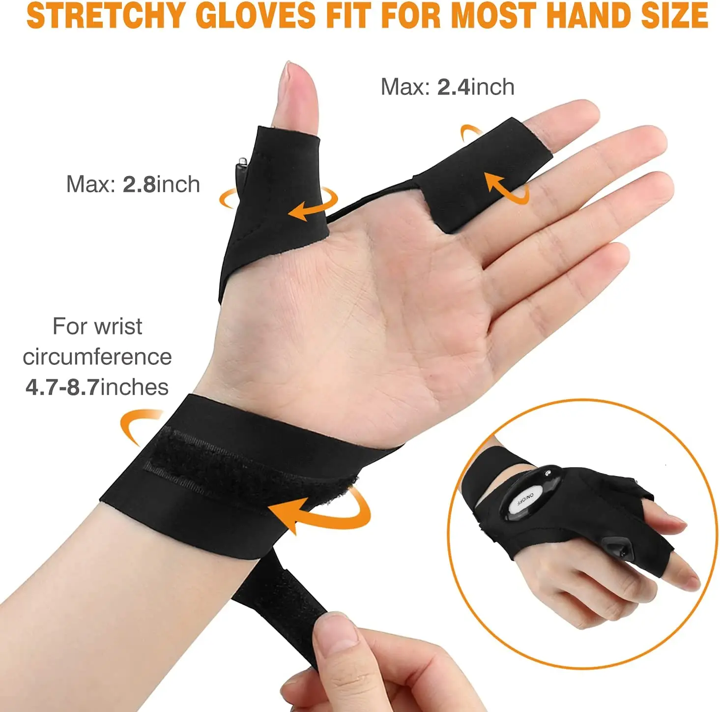 LED Flashlight Fingerless Gloves Outdoor Magic Strap Waterproof Torch Gloves Cover Cycling Hiking Survival Camping Rescue Tools sports gloves cycling gloves